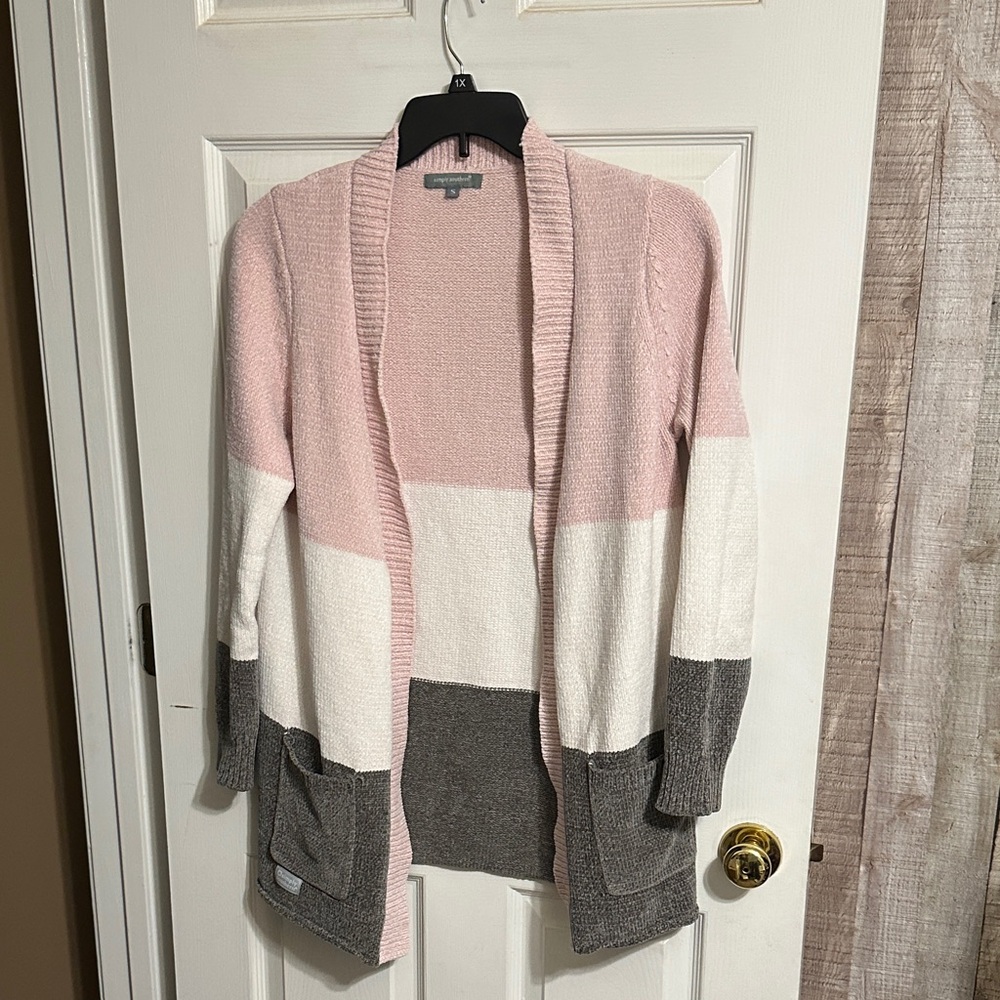 Simply Southern Pink and Gray Colorblock Cardigan